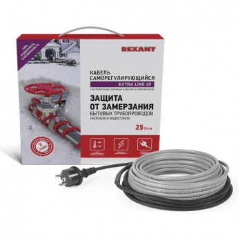 Кабель REXANT EXTRA LINE 25MSR-PB 20 м/500 Вт греющий саморегулирующийся Кабель REXANT EXTRA LINE 25MSR-PB 20 м/500 Вт греющий саморегулирующийся