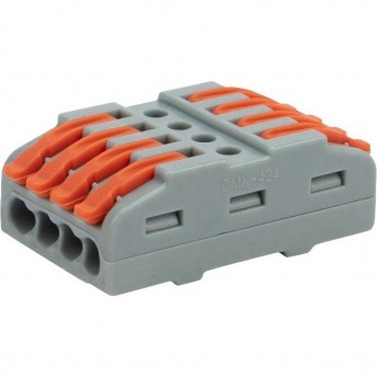 Клемма REXANT СМК 222-424 проходная 4 полюса (0,08-4мм²) серая 25 шт/уп Клемма REXANT СМК 222-424 проходная 4 полюса (0,08-4мм²) серая 25 шт/уп