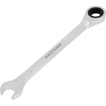 Ключ комбинированный трещоточный REXANT 12 мм, CrV, зеркальный хром Ключ комбинированный трещоточный REXANT 12 мм, CrV, зеркальный хром