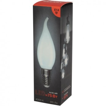 Лампа филаментная REXANT СВЕЧА НА ВЕТРУ CN37 9,5Вт 915Лм 4000K E14 матовая колба Лампа филаментная REXANT СВЕЧА НА ВЕТРУ CN37 9,5Вт 915Лм 4000K E14 матовая колба