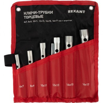 Набор ключей-трубок торцевых REXANT 8х17мм, вороток, оцинкованные, 6 шт Набор ключей-трубок торцевых REXANT 8х17мм, вороток, оцинкованные, 6 шт