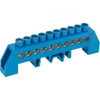 Шина REXANT «N» нулевая в комбинированном синем изоляторе на DIN-рейку 8x12 мм 10 групп Шина REXANT «N» нулевая в комбинированном синем изоляторе на DIN-рейку 8x12 мм 10 групп