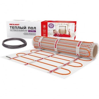 Теплый пол, нагревательный мат REXANT EXTRA, двухжильный, площадь 2.5 м², 0.5х5 м, 400 Вт Теплый пол, нагревательный мат REXANT EXTRA, двухжильный, площадь 2.5 м², 0.5х5 м, 400 Вт