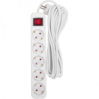 Удлинитель REXANT STANDARD 5 гнезд 5м 3х1,0мм² с выключателем белый Удлинитель REXANT STANDARD 5 гнезд 5м 3х1,0мм² с выключателем белый